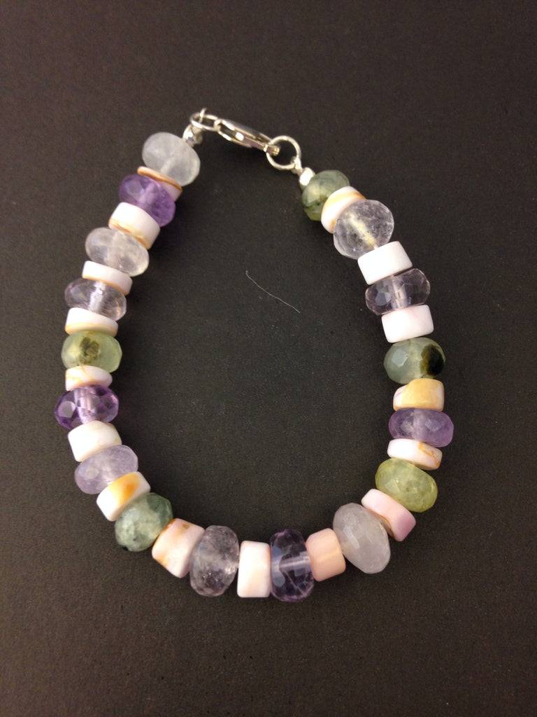 Opal and quartz gemstone bracelet