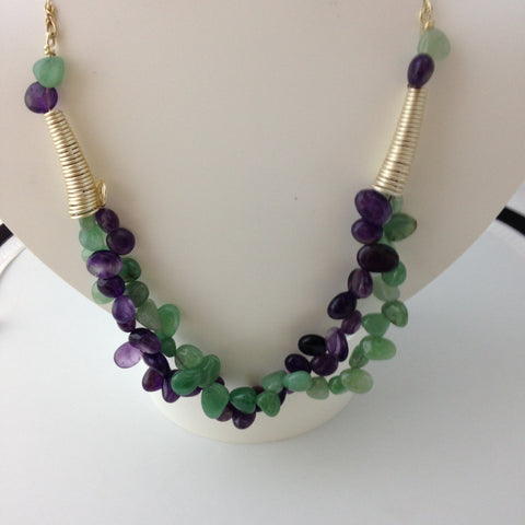 Amethyst and green aventurine necklace